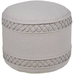 Nala Solid Gray Wool Cylinder Accent Pouf