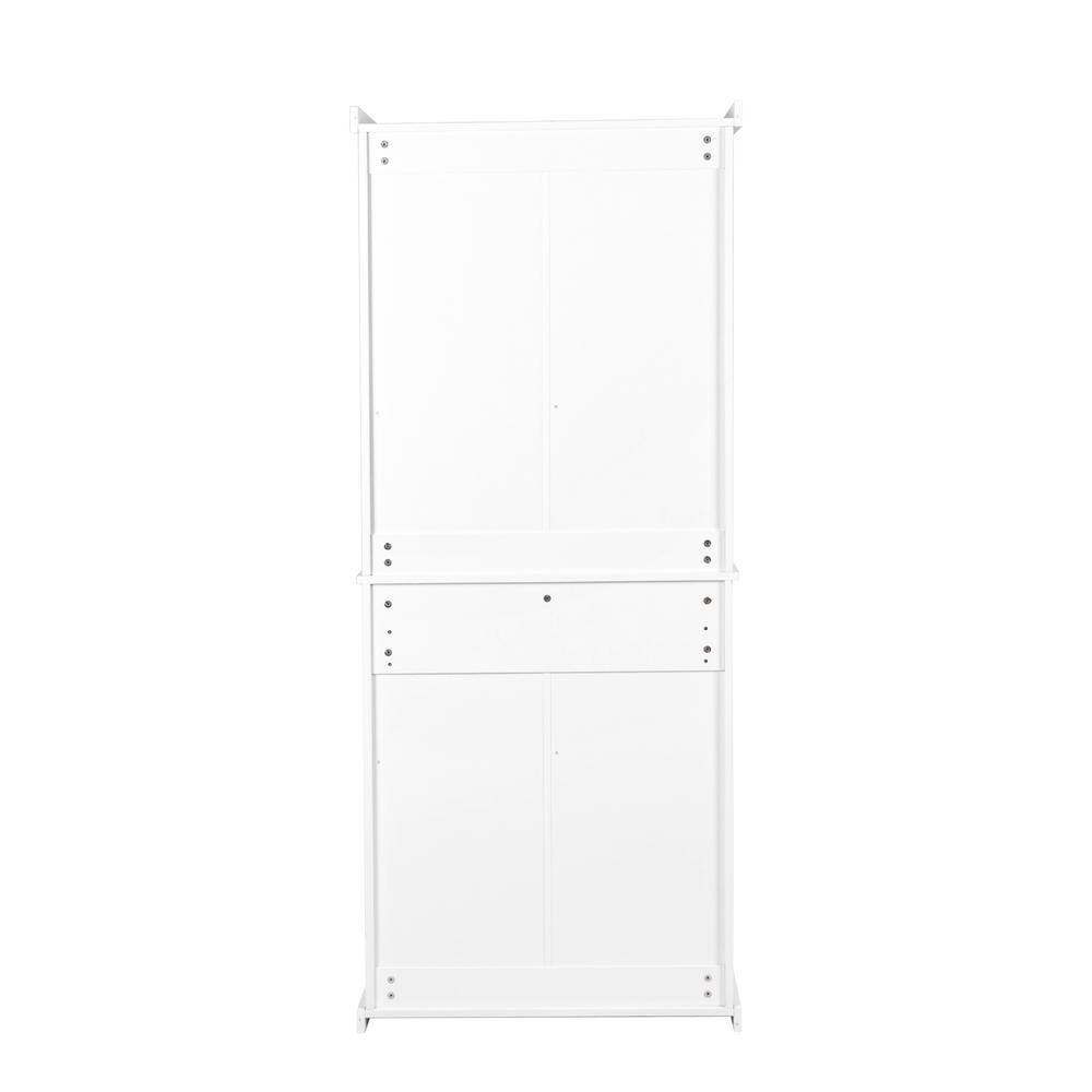 White Shaker Style Freestanding Kitchen Pantry Organizer with Adjustable Shelves