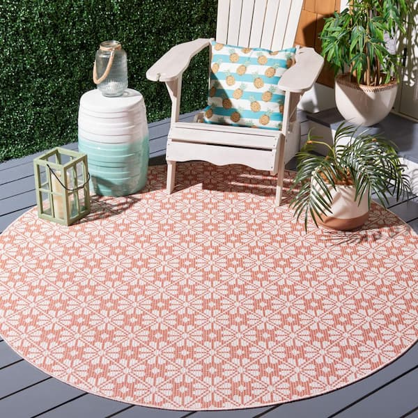 SAFAVIEH Martha Stewart 6 ft. x 6 ft. Terracotta Monochrome Floral