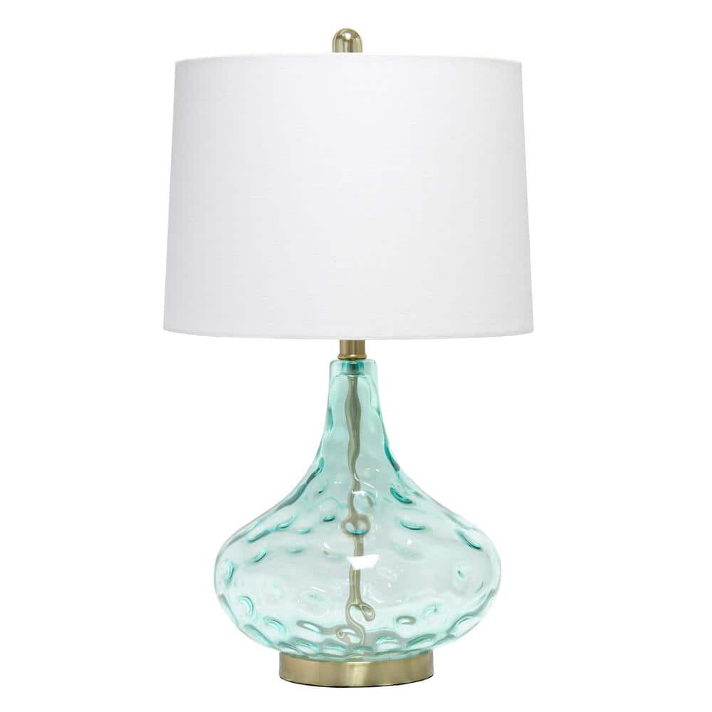 Lalia Home 24 in. Blue Classix Contemporary Dimpled Colored Glass Table Lamp  with White Linen Shade LHT-3016-BL - The Home Depot