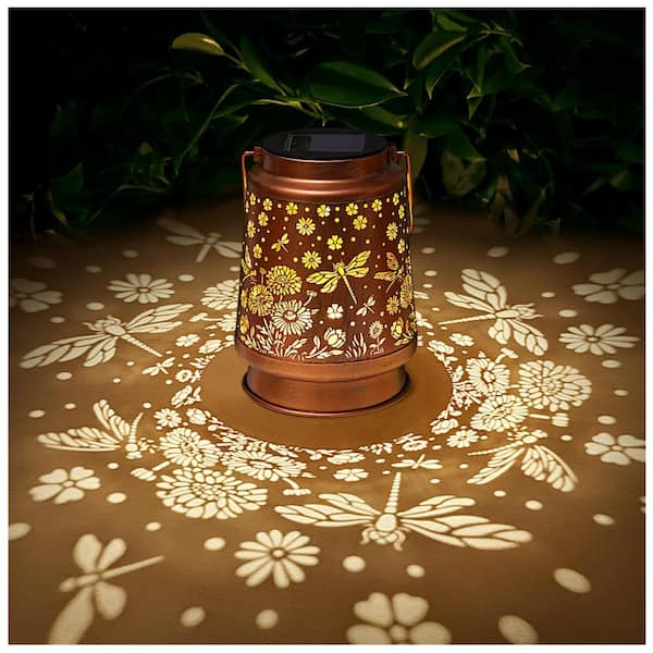 Dragonfly Solar Lanterns Outdoor Waterproof, Metal Daisy Garden