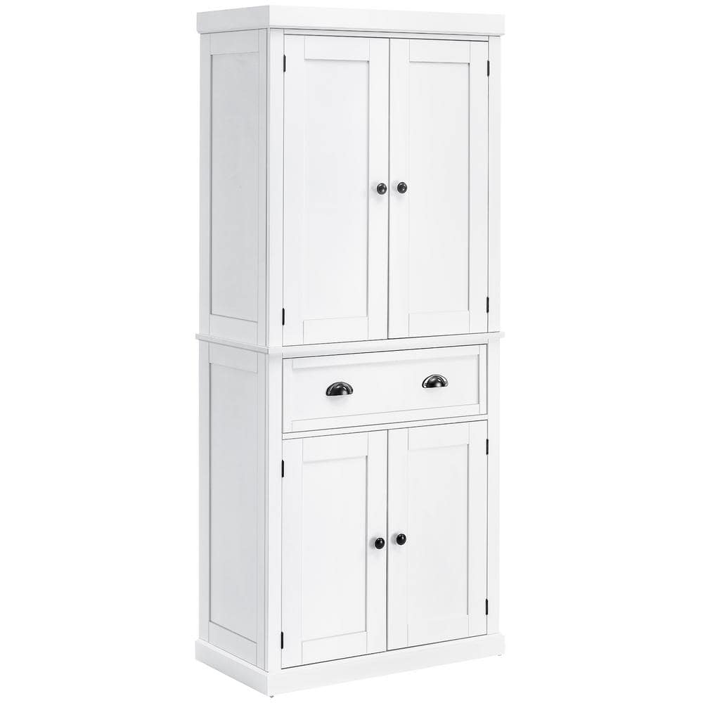 30 in. W x 16 in. D x 72.5 in. H White Linen Cabinet Kitchen Pantry with 4-