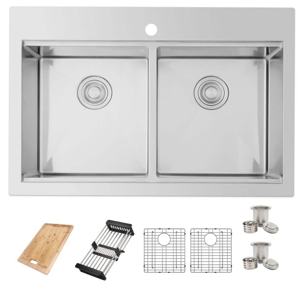 Drop-in 31-inch Stainless Steel Double Bowl Workstation Kitchen Sink with  Accessories price history on PriceWatchPro