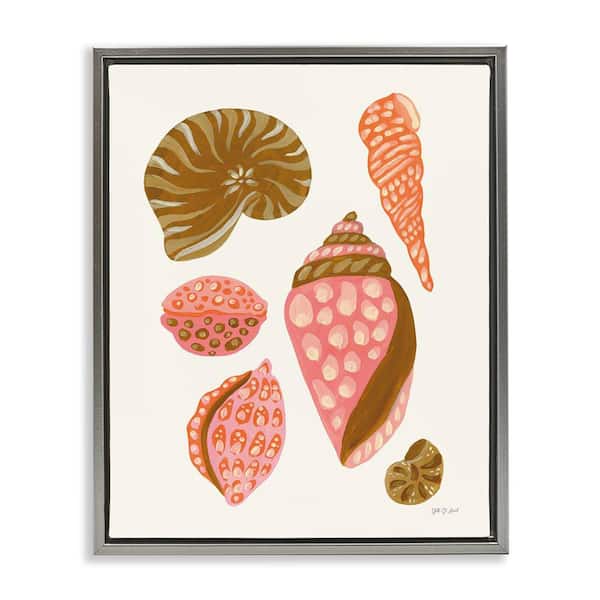 Stupell Industries Tropical Shell Collection by Yvette St. Amant Gray Floater Frame Coastal Graphic Art Print 21 in. x 17 in.