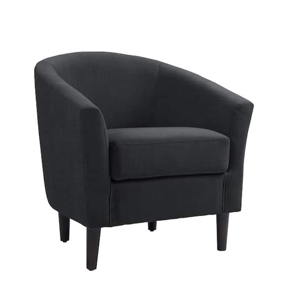 Gray Linen Upholstered Barrel Arm Chair (Set of 1)