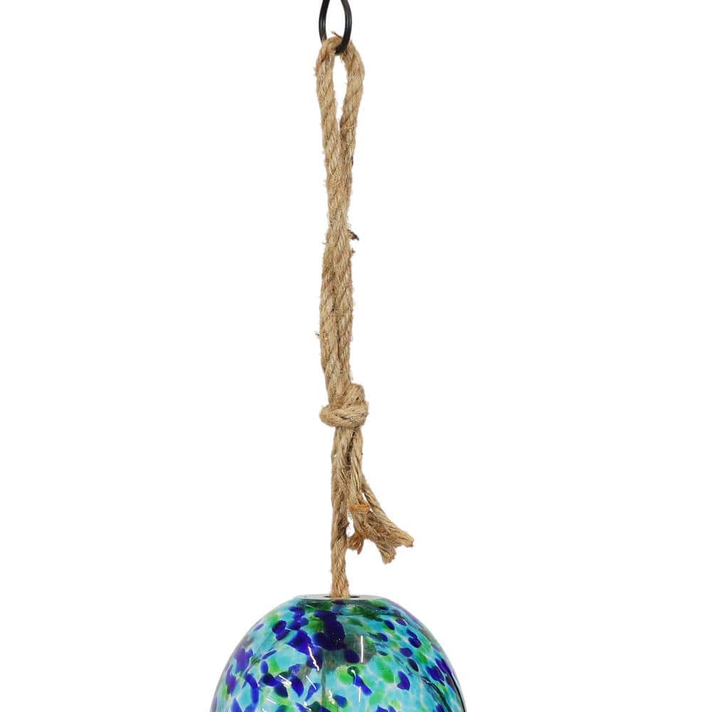 Blue and Green Speckled Glass Wind Chime Bell