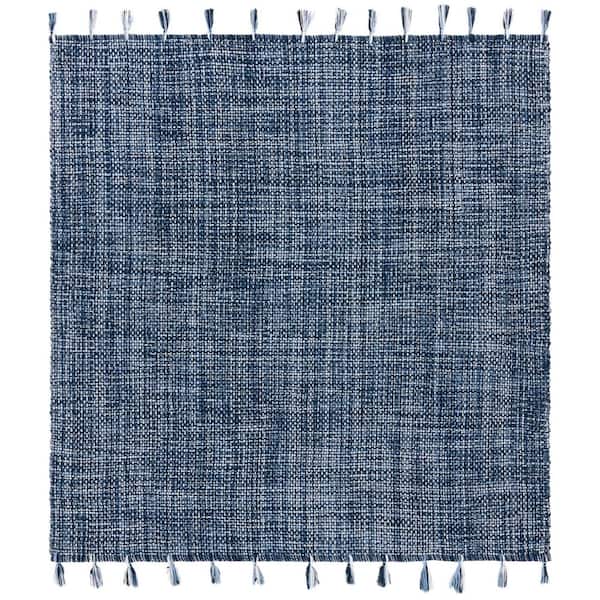 SAFAVIEH Montauk 6 ft. x 6 ft. Navy Distressed Solid Fringe Square Area ...