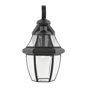 Highstone 13.63 in. 1-Light Medium Matte Black Hardwired Outdoor Coach Light Sconce