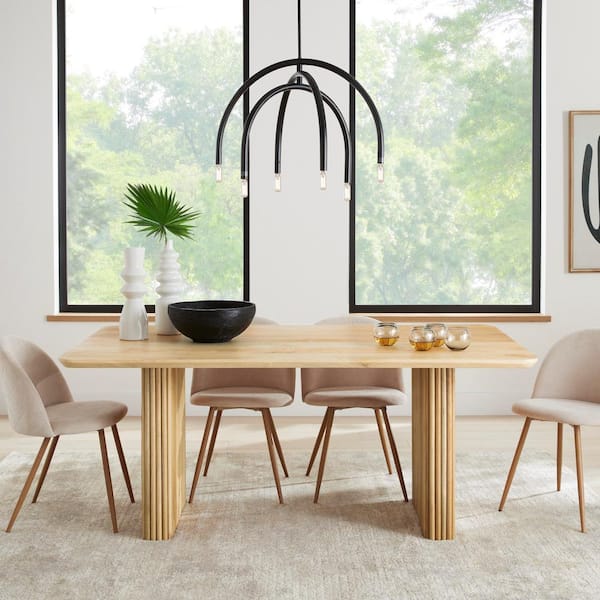 Home Decorators Collection Cranford 72 in. Modern Rectangle Solid Wood Dining Table with Fluted Reed Legs (Seats 6)