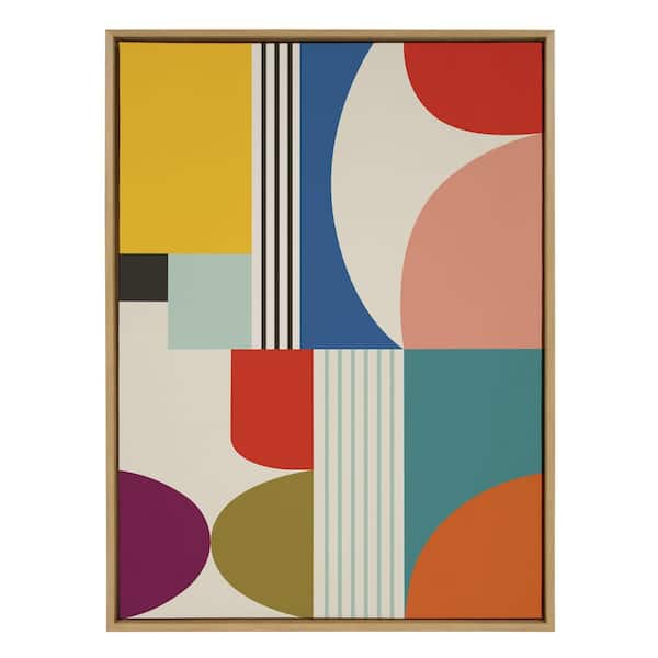 Kate and Laurel Mid Century Modern Pattern by Rachel Lee Framed Abstract Canvas Wall Art Print 38.00 in. x 28.00 in.
