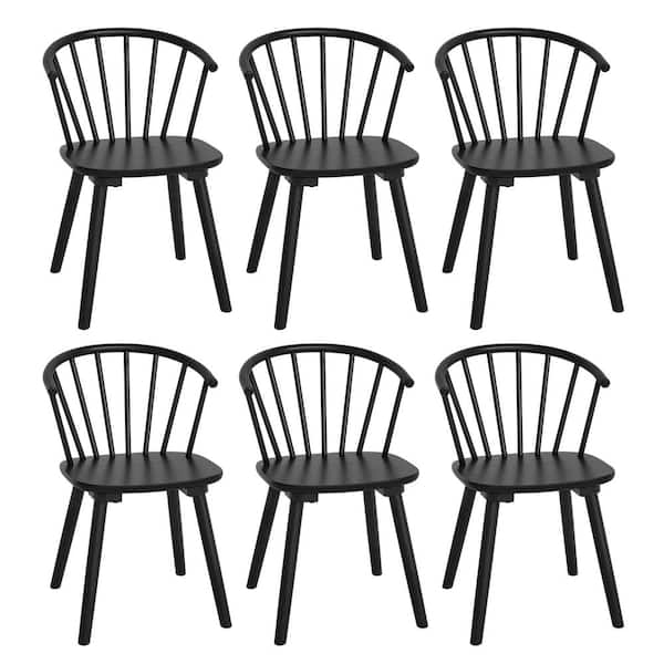 Winson Black Solid Wood Talia Dining Chair Windsor Back Farmhouse Spindle Dining Chair Side Chair Set of 6