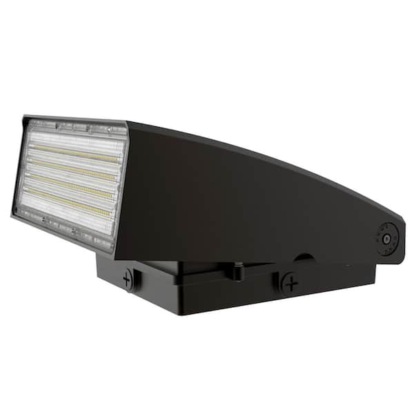 J&H LED 900-Watt Equivalent Integrated LED Black Adjustable Head Outdoor Wall Pack Light, 12000 Lumens, 5000K
