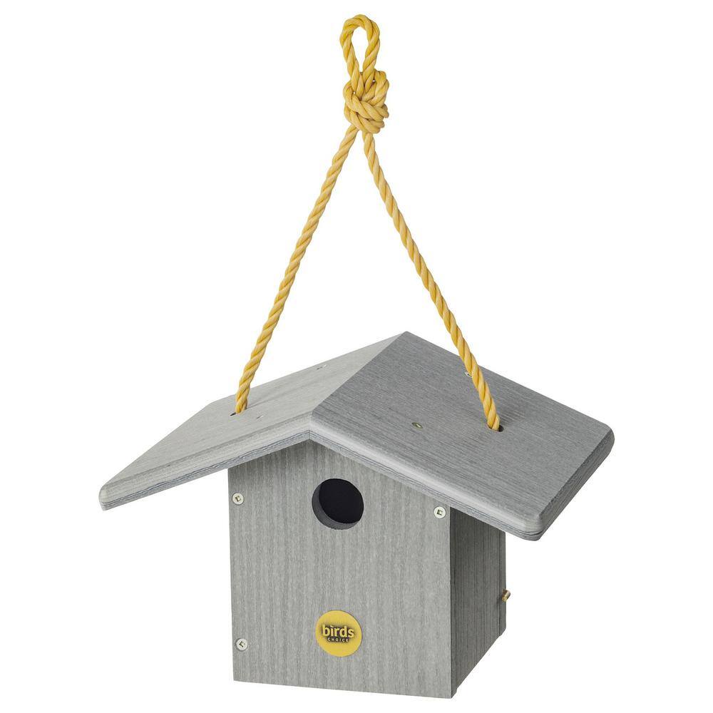 Eco-Friendly Driftwood Gray Hanging Bird House for Wrens