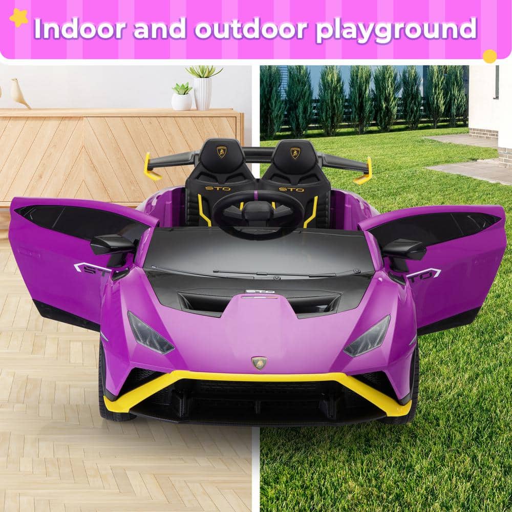12V Purple Lamborghini STO Kids Ride-On Car with Remote Control