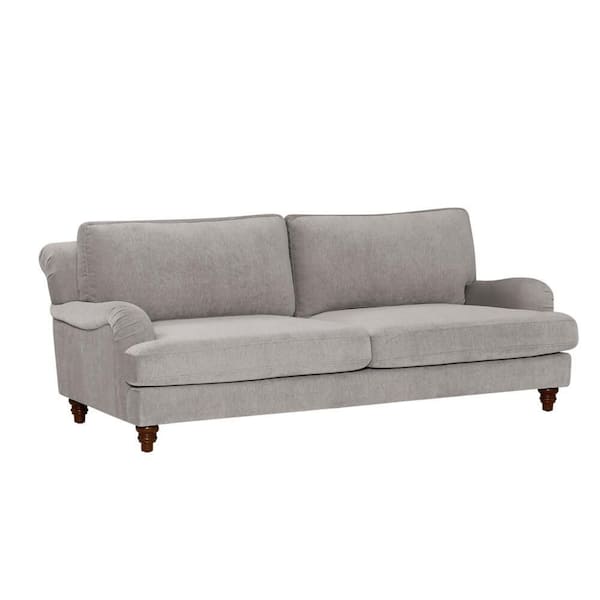 Westgate 86 in. English Roll Arm Rectangle Sofa with 100% Performance Fabric in Flint Dark Grey