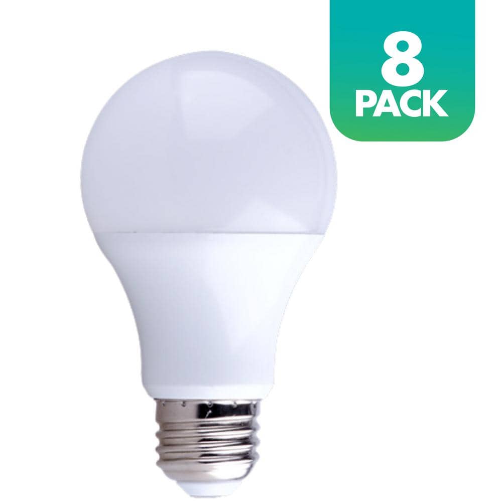 AM CONSERVATION 100-Watt Equivalent JA8 Compliant A19 Dimmable LED Light Bulb, 2700K Soft White, 8-pack L17A2127K-JA8-8PK The Home Depot