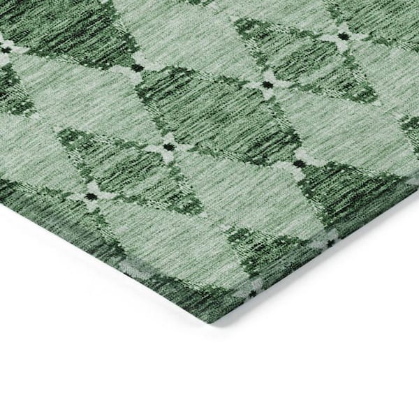 Emerald, Green 8 ft. x 10 ft.Woven Moroccan Polyester Rectangle Indoor/Outdoor Area Rug
