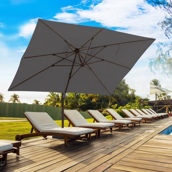 LAUREL CANYON 12 ft. x 9 ft. Aluminum Offset Cantilever Adjustable Vertical  Tilt Rectangular Patio Umbrella in Gray HDRCSP912GY - The Home Depot