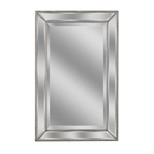 24 in. W x 36 in. H Framed Rectangular Beveled Edge Bathroom Vanity Mirror in Champagne silver