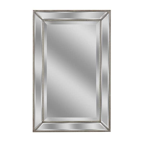 Deco Mirror 24 in. W x 36 in. H Framed Rectangular Beveled Edge Bathroom Vanity Mirror in Champagne silver