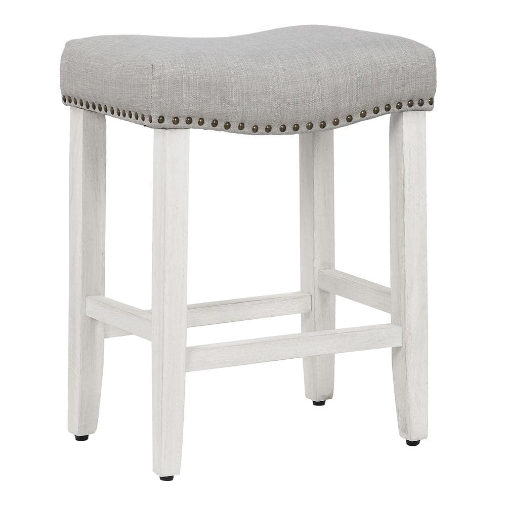 WESTIN OUTDOOR Jameson 24 in. Antique White Backless Wood Counter Stool ...