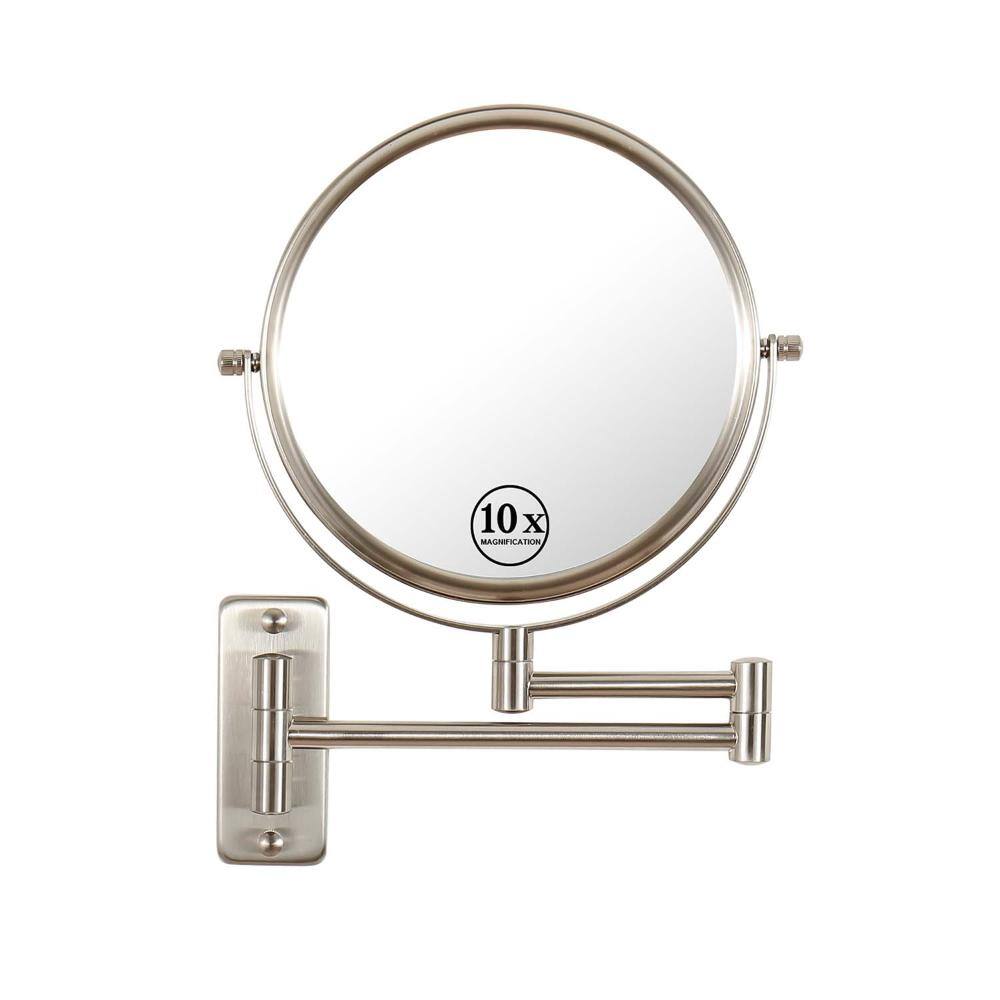 VERRA 8 in. Wall Mounted Makeup Mirror 1X/10X Magnification Double-Sided Swivel Vanity Mirror in Nickel price history on PriceWatchPro