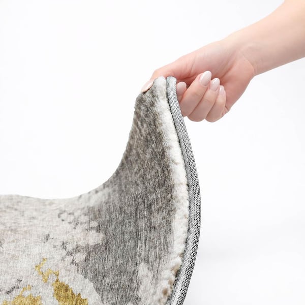 Dream Shag Premium Machine Washable Abstract ADS614 Gray 9 ft. x 12 ft. Area Rug