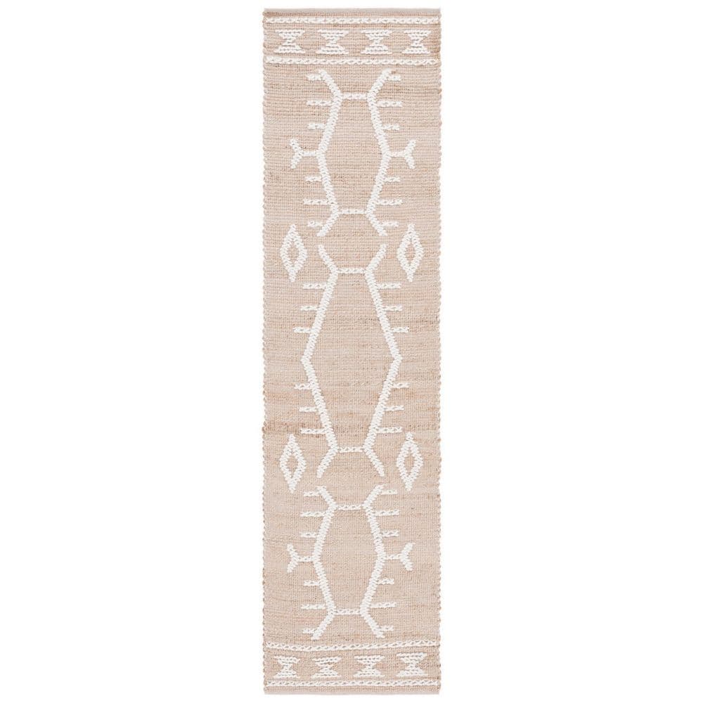 SAFAVIEH Natural Fiber 2 ft. x 9 ft. Natural/Ivory Geometric Runner Rug ...