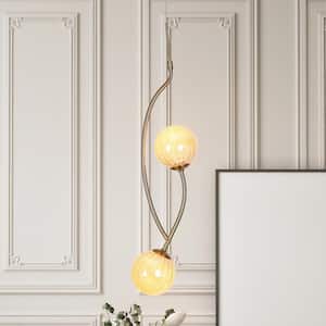 Cenlindes 2-Light Plating Brass Branch Integrated LED Mini Pendant Light with Gold Crackle Glass and No Bulb Included