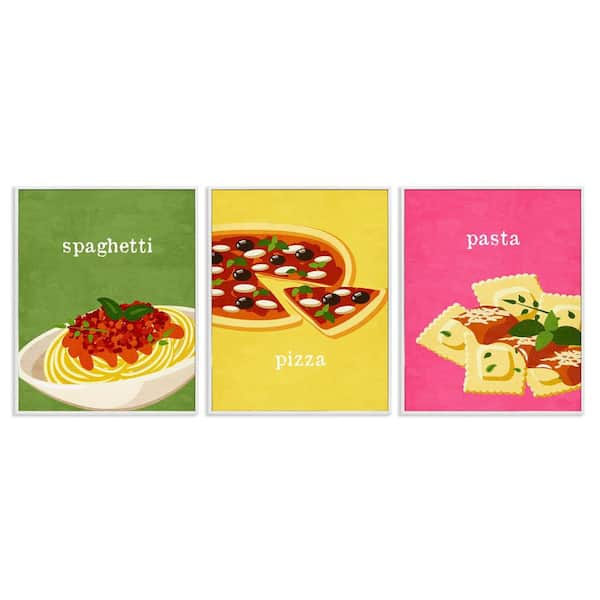 Italian Cuisine Meals by Kim Allen 3 Piece White Framed Food Giclee Art Print 30 in. x 24 in.