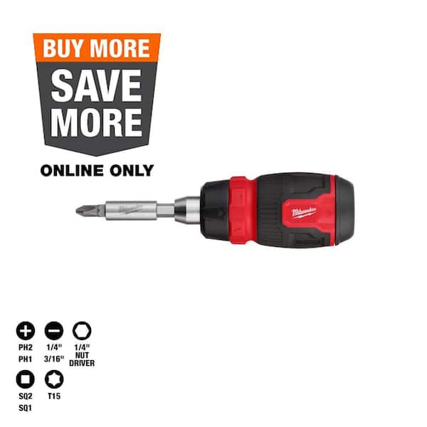 8-In-1 Ratcheting Compact Multi-Bit Screwdriver