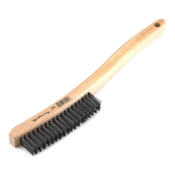 Forney 13-3/4 in. Curved Wood Handled Carbon Steel Wire Scratch Brush