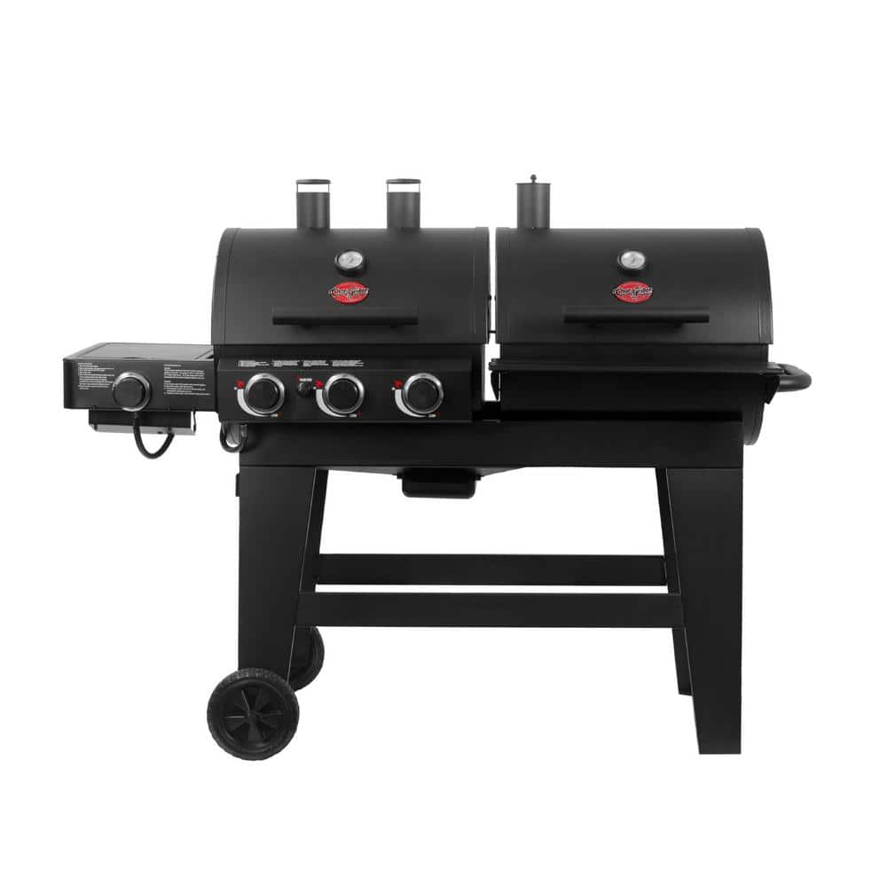 Begroeten Verminderen trompet Char-Griller Double Play 1,260 sq., in. 3-Burner Gas and Charcoal Grill in  Black 5650 - The Home Depot