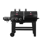 4-Burner Gas and Propane Charcoal Grill in Black