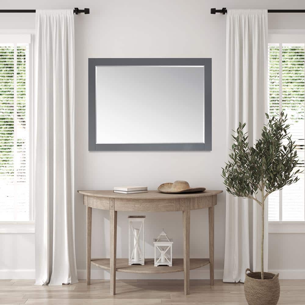 Elegant Ivy 48" Gray Wood Framed Rectangular Bathroom Mirror