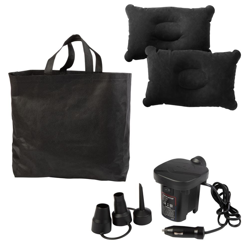 Black Inflatable Car Air Mattress with Pump and Pillows