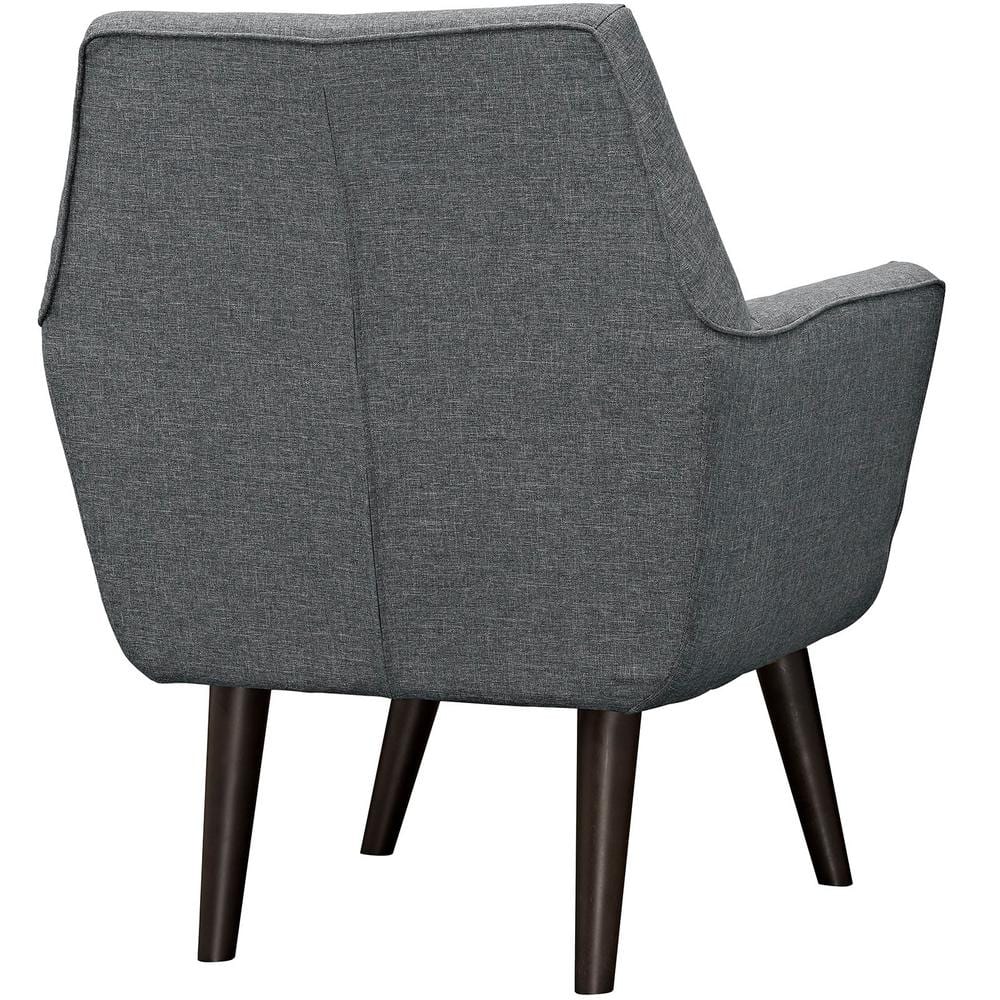 Mid-Century Modern Gray Upholstered Accent Chair with Wood Legs