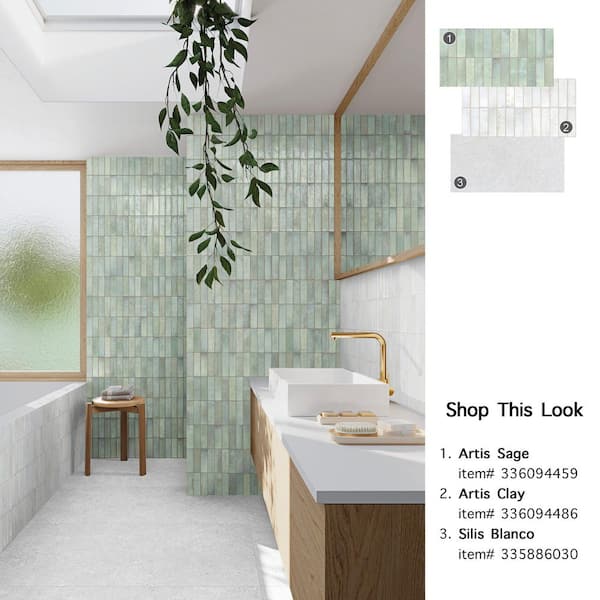 Giorbello Spanish Artis Sage 12 in. x 24 in. Glazed Porcelain Wall