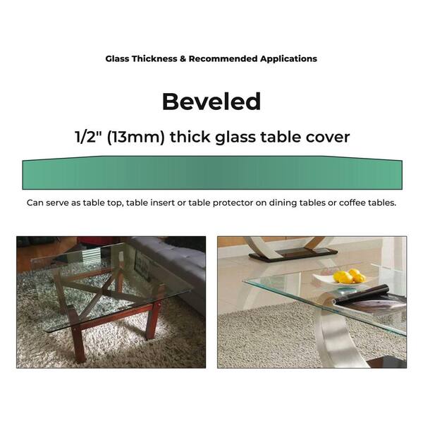 20 in. Clear Square Glass Table Top 1/2 in. Thick Bevel Polish Tempered Radius Corners 20 in. Clear Square Glass Table Top 1/2 in. Thick Bevel Polish Tempered Radius Corners