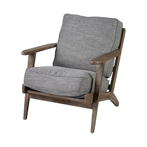 Olympus V Castlerock Grey Fabric w/Medium Brown Wood Frame Accent Chair