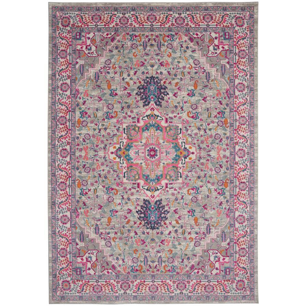 Nourison Passion Light Grey Pink 9 ft. x 12 ft. Persian Medallion ...