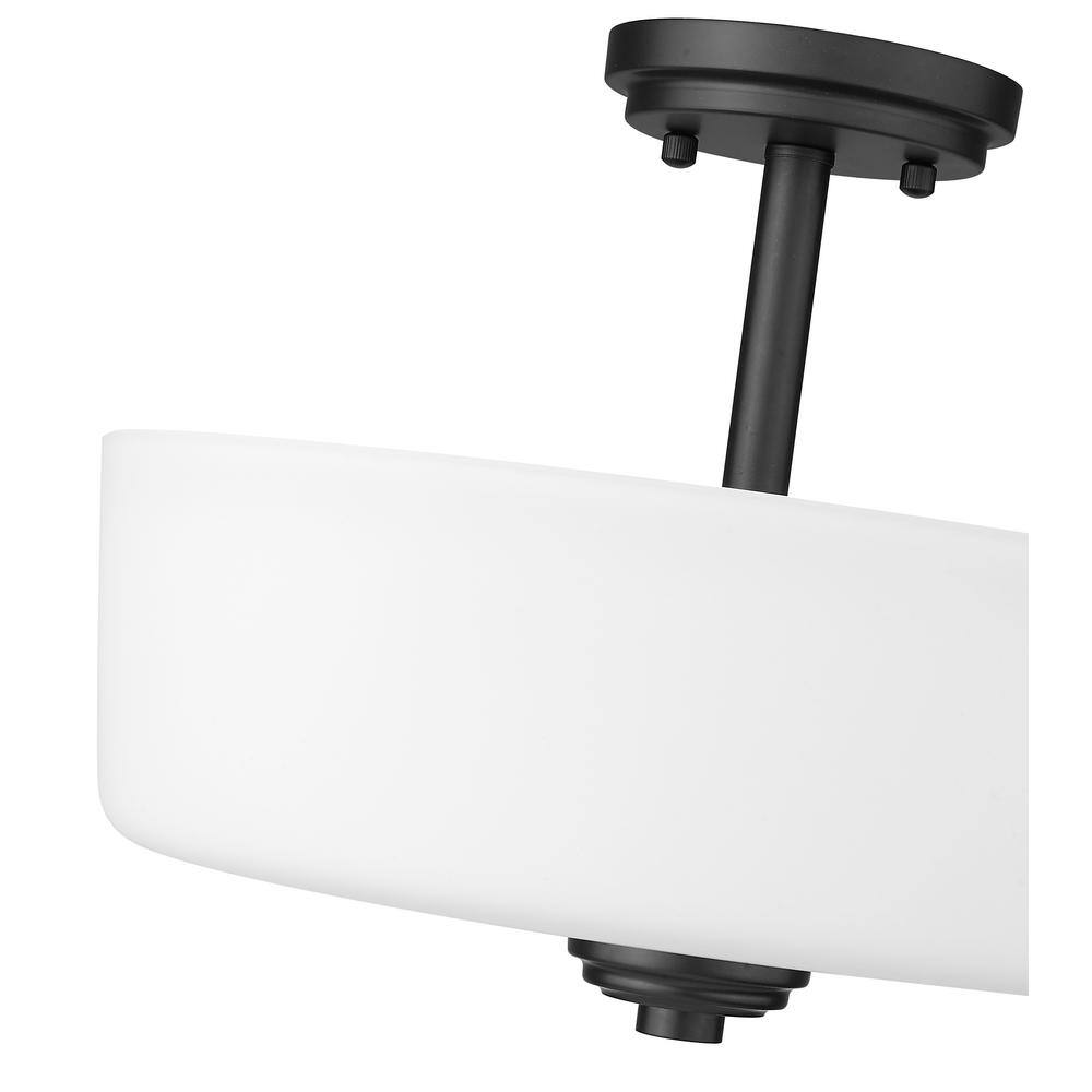 Arlington 14.75" Bronze Semi-Flush Mount with Matte Opal Glass Shade