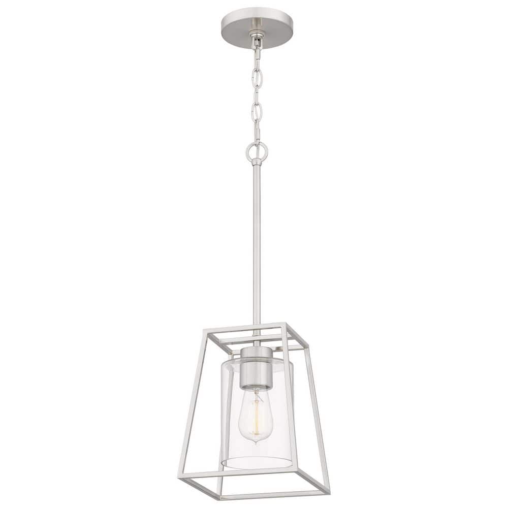 Prescott Transitional Mini Pendant Light in Brushed Nickel with Clear Glass