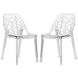 Cornelia Modern Spring Cut-Out Tree Design Stackable Dining Chair Set of 2 in Clear