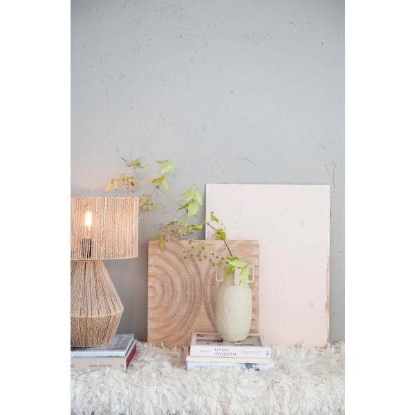 Natural Pine Boho Square Wall Art with Carved Arches