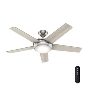 Hunter Antero 46 in. LED Indoor Brushed Nickel Ceiling Fan with Light ...