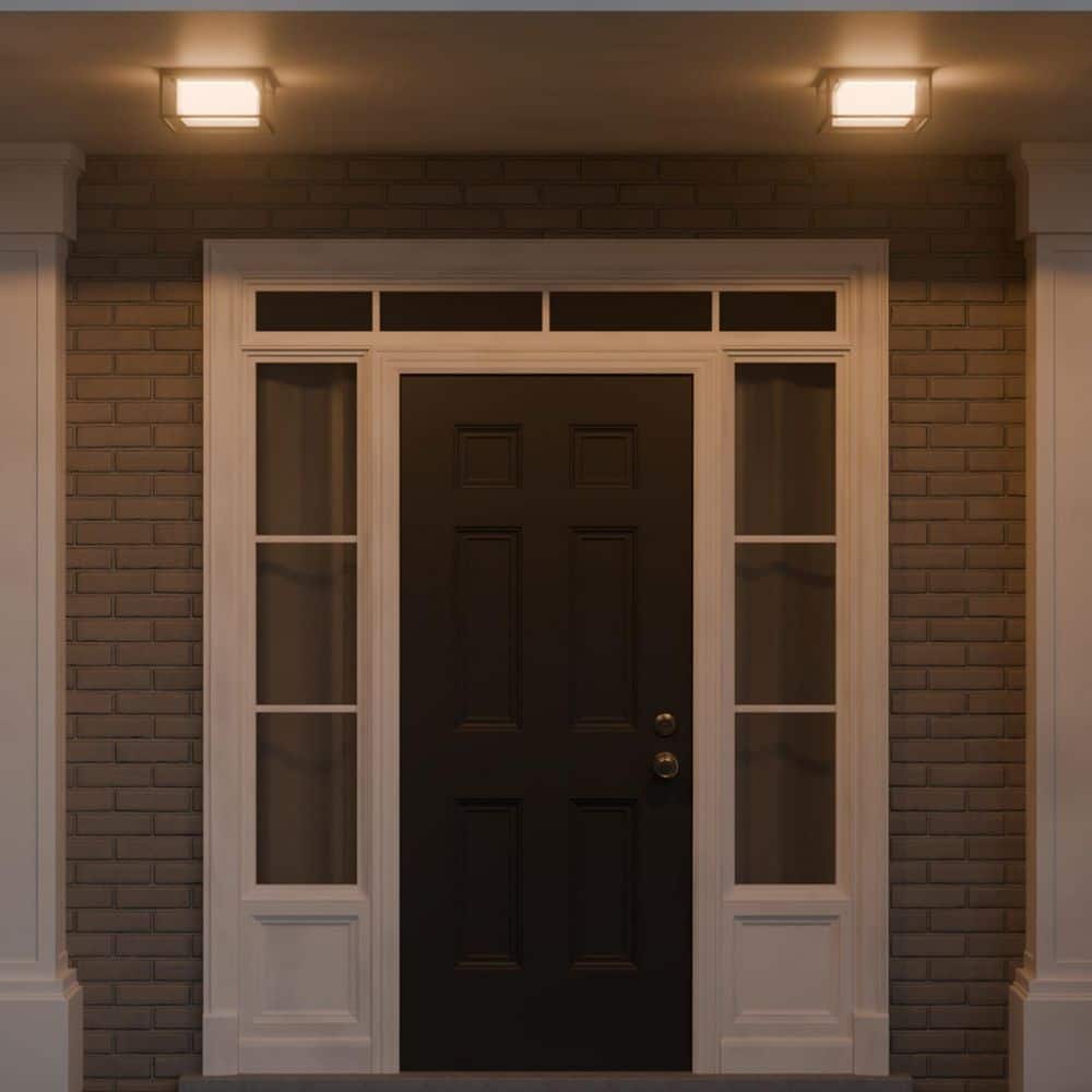 Bruno 10 in. 1-Light Matte Black Outdoor Flush Mount with Frosted Glass price history on PriceWatchPro