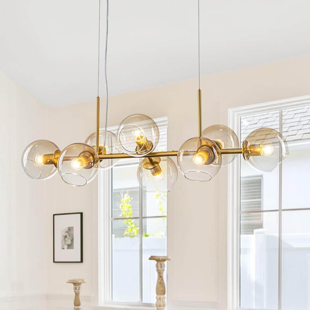 Y'INSP 39.4 in. 8-Light Modern Brushed Gold Linear Chandelier with