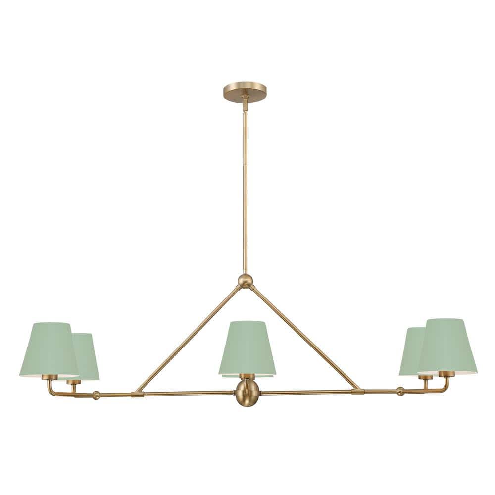 Xavier 6-Light Gold and Green Steel Chandelier