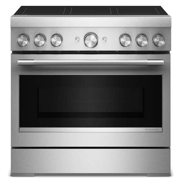 36 in. 6 Burner Elements Freestanding Electric Induction Range in Stainless Steel with Air Fry